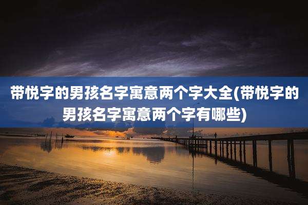带悦字的男孩名字寓意两个字大全(带悦字的男孩名字寓意两个字有哪些)