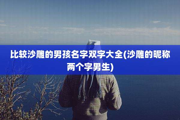 比较沙雕的男孩名字双字大全(沙雕的昵称两个字男生)