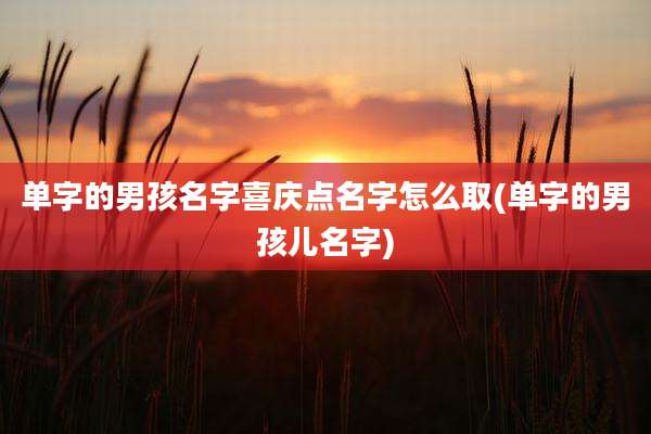 单字的男孩名字喜庆点名字怎么取(单字的男孩儿名字)
