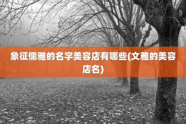 象征儒雅的名字美容店有哪些(文雅的美容店名)