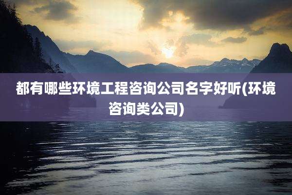 都有哪些环境工程咨询公司名字好听(环境咨询类公司)