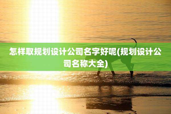 怎样取规划设计公司名字好呢(规划设计公司名称大全)