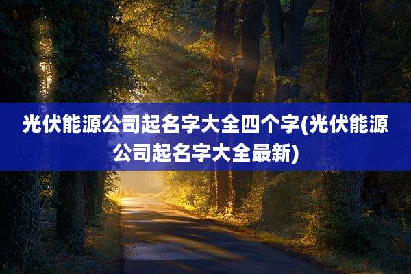 光伏能源公司起名字大全四个字(光伏能源公司起名字大全最新)