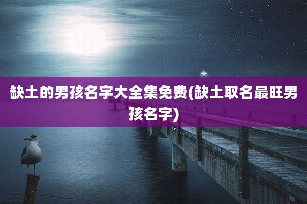 缺土的男孩名字大全集免费(缺土取名最旺男孩名字)