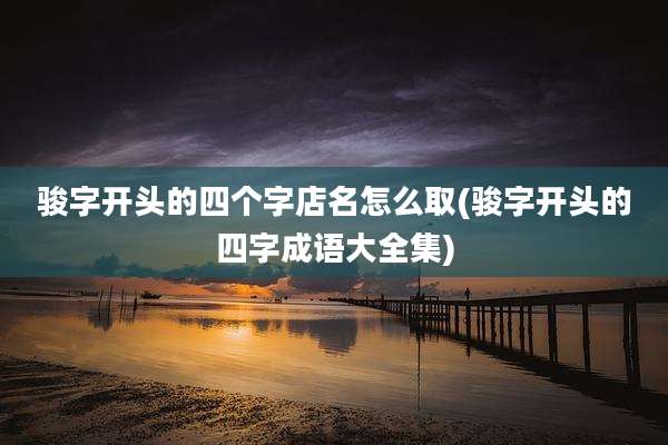 骏字开头的四个字店名怎么取(骏字开头的四字成语大全集)