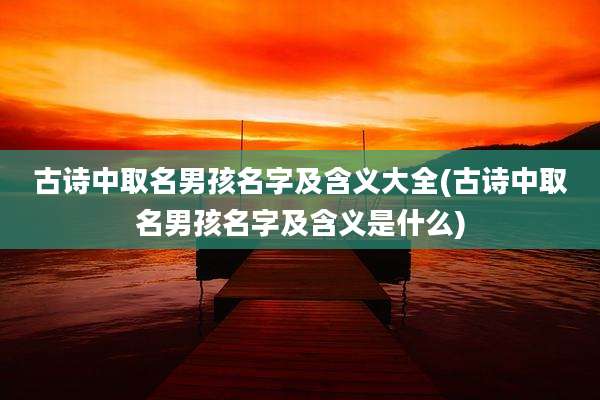 古诗中取名男孩名字及含义大全(古诗中取名男孩名字及含义是什么)