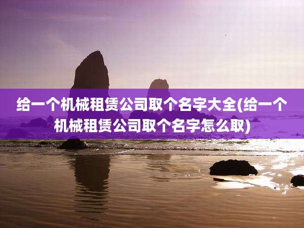 给一个机械租赁公司取个名字大全(给一个机械租赁公司取个名字怎么取)
