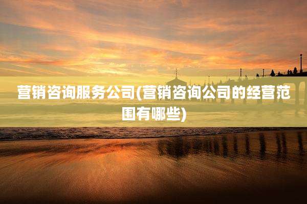 营销咨询服务公司(营销咨询公司的经营范围有哪些)