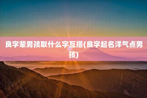 良字辈男孩取什么字互搭(良字起名洋气点男孩)
