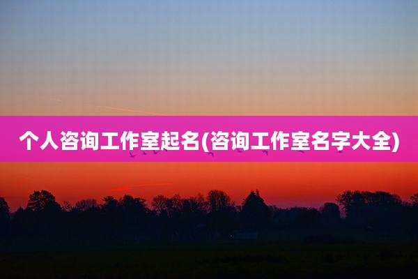 个人咨询工作室起名(咨询工作室名字大全)