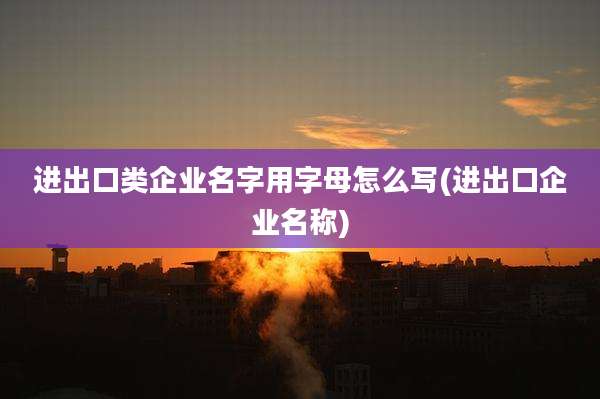 进出口类企业名字用字母怎么写(进出口企业名称)