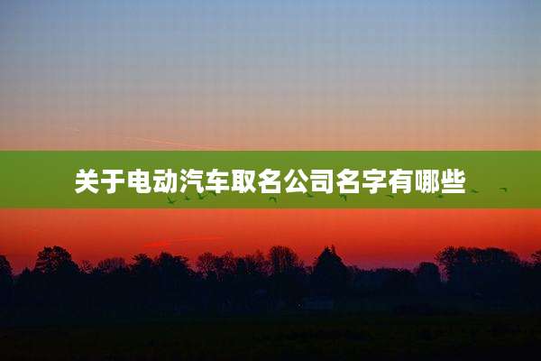 关于电动汽车取名公司名字有哪些