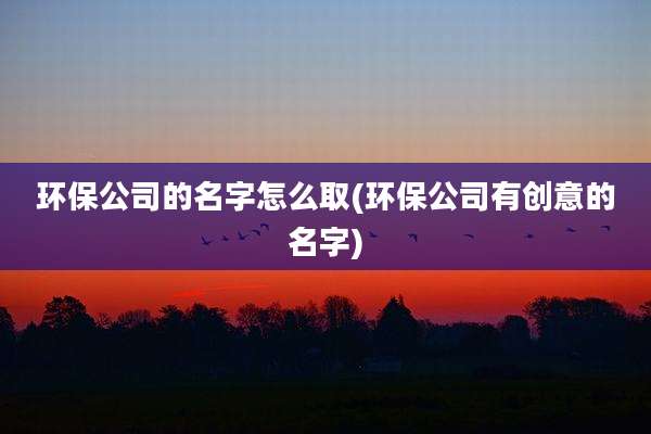 环保公司的名字怎么取(环保公司有创意的名字)