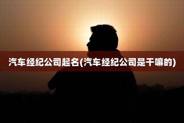 汽车经纪公司起名(汽车经纪公司是干嘛的)