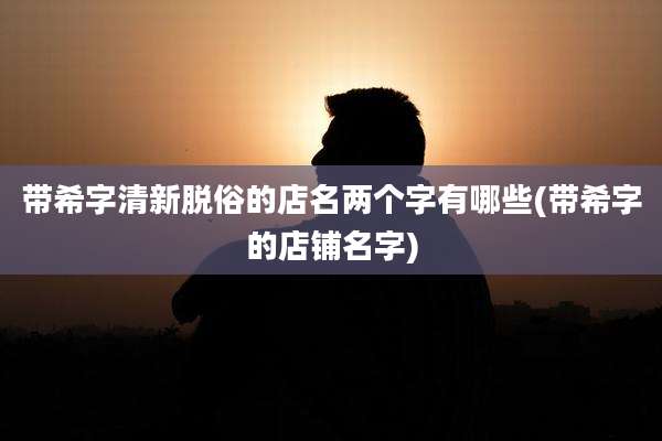 带希字清新脱俗的店名两个字有哪些(带希字的店铺名字)