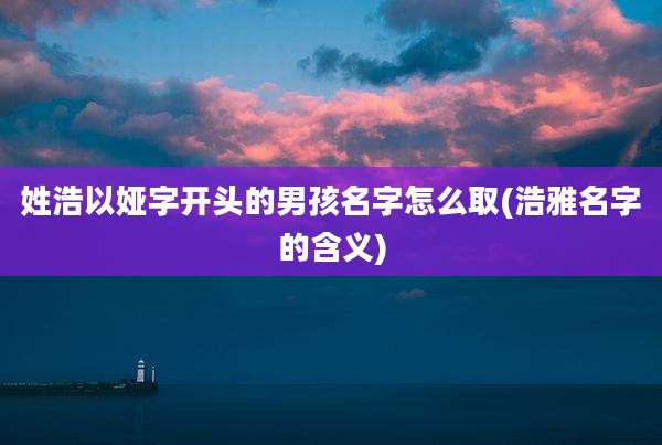 姓浩以娅字开头的男孩名字怎么取(浩雅名字的含义)