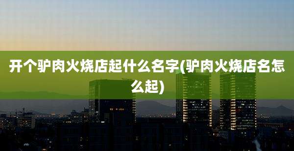 开个驴肉火烧店起什么名字(驴肉火烧店名怎么起)