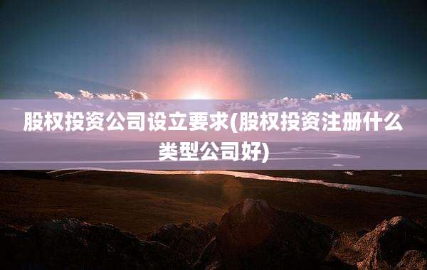 股权投资公司设立要求(股权投资注册什么类型公司好)