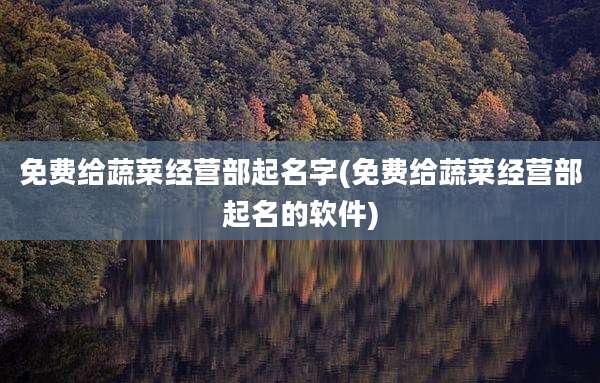 免费给蔬菜经营部起名字(免费给蔬菜经营部起名的软件)