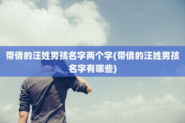 带倩的汪姓男孩名字两个字(带倩的汪姓男孩名字有哪些)
