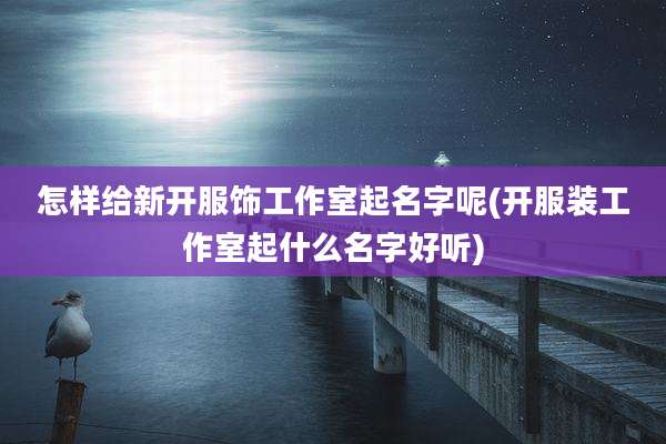怎样给新开服饰工作室起名字呢(开服装工作室起什么名字好听)