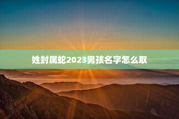 姓封属蛇2023男孩名字怎么取