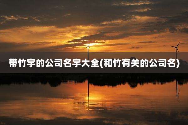 带竹字的公司名字大全(和竹有关的公司名)