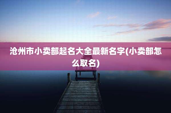 沧州市小卖部起名大全最新名字(小卖部怎么取名)