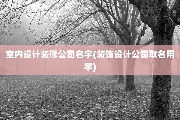 室内设计装修公司名字(装饰设计公司取名用字)