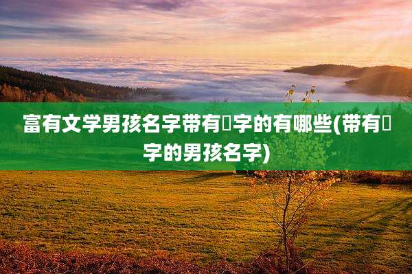 富有文学男孩名字带有晞字的有哪些(带有晞字的男孩名字)