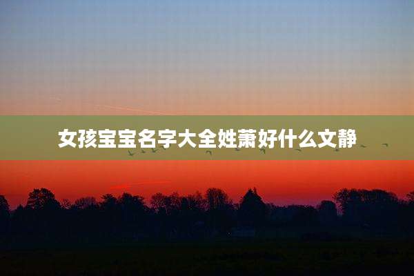 女孩宝宝名字大全姓萧好什么文静