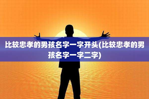 比较忠孝的男孩名字一字开头(比较忠孝的男孩名字一字二字)
