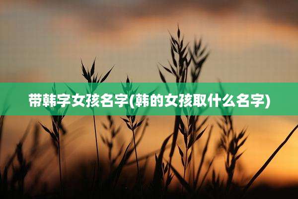 带韩字女孩名字(韩的女孩取什么名字)