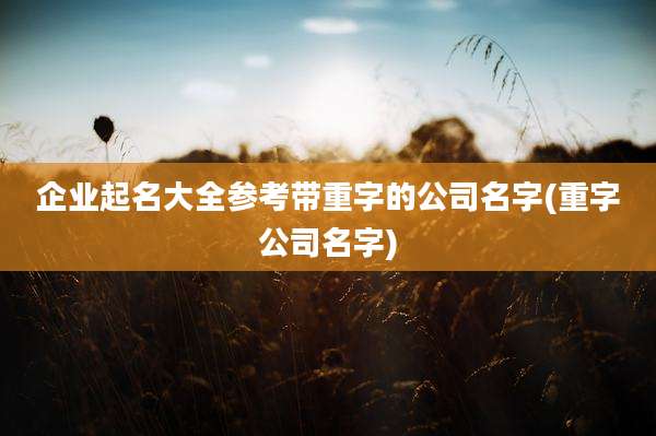 企业起名大全参考带重字的公司名字(重字公司名字)