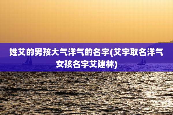 姓艾的男孩大气洋气的名字(艾字取名洋气女孩名字艾建林)