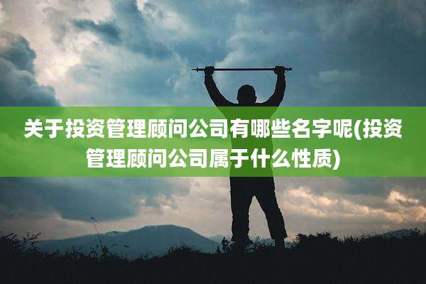 关于投资管理顾问公司有哪些名字呢(投资管理顾问公司属于什么性质)
