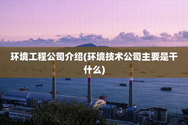 环境工程公司介绍(环境技术公司主要是干什么)