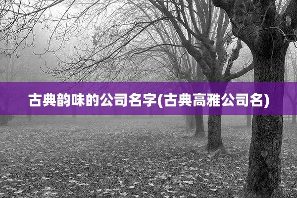 古典韵味的公司名字(古典高雅公司名)