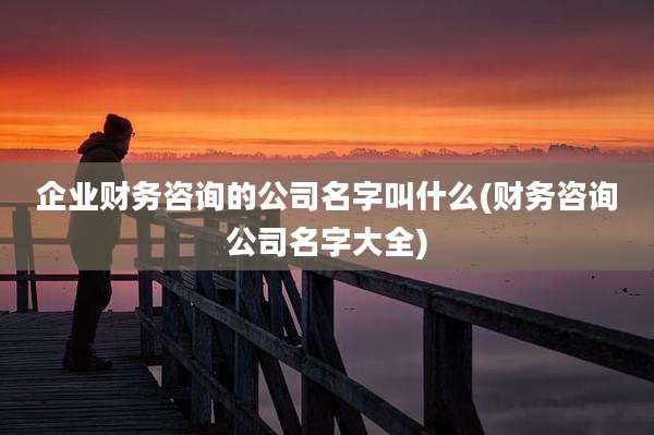 企业财务咨询的公司名字叫什么(财务咨询公司名字大全)