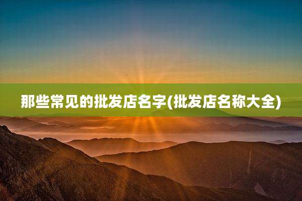 那些常见的批发店名字(批发店名称大全)