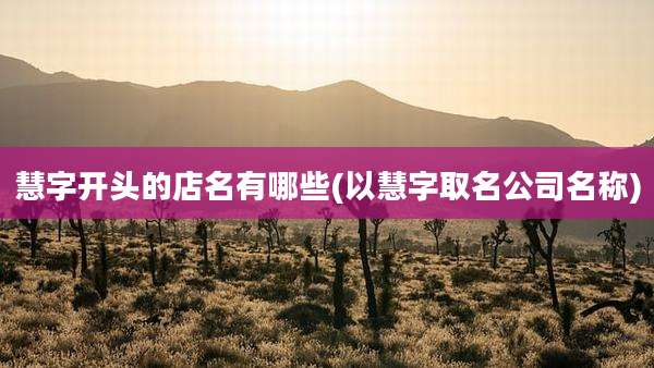 慧字开头的店名有哪些(以慧字取名公司名称)