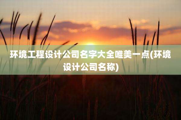 环境工程设计公司名字大全唯美一点(环境设计公司名称)