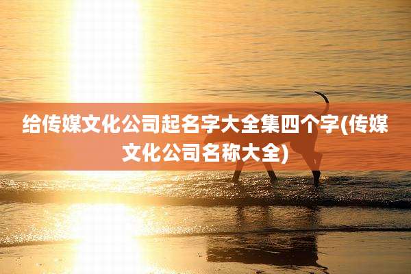 给传媒文化公司起名字大全集四个字(传媒文化公司名称大全)