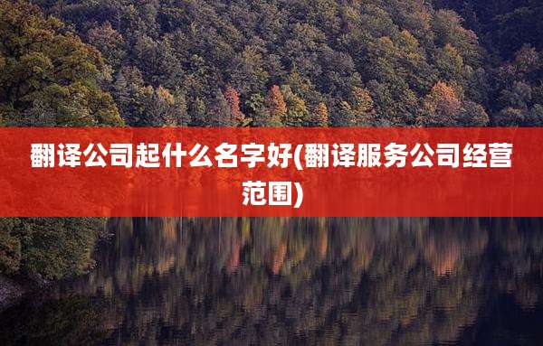 翻译公司起什么名字好(翻译服务公司经营范围)
