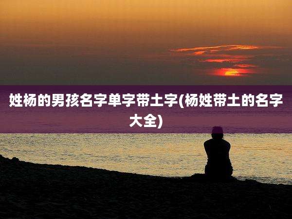 姓杨的男孩名字单字带土字(杨姓带土的名字大全)