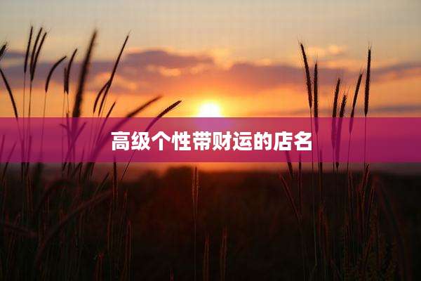 高级个性带财运的店名