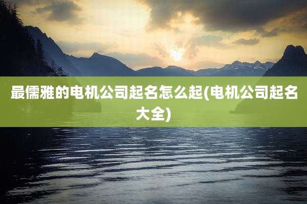 最儒雅的电机公司起名怎么起(电机公司起名大全)