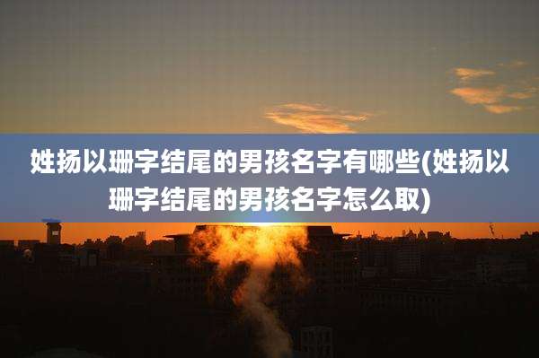 姓扬以珊字结尾的男孩名字有哪些(姓扬以珊字结尾的男孩名字怎么取)