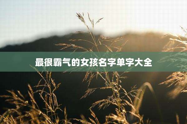 最很霸气的女孩名字单字大全