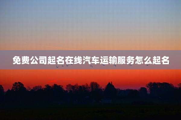 免费公司起名在线汽车运输服务怎么起名